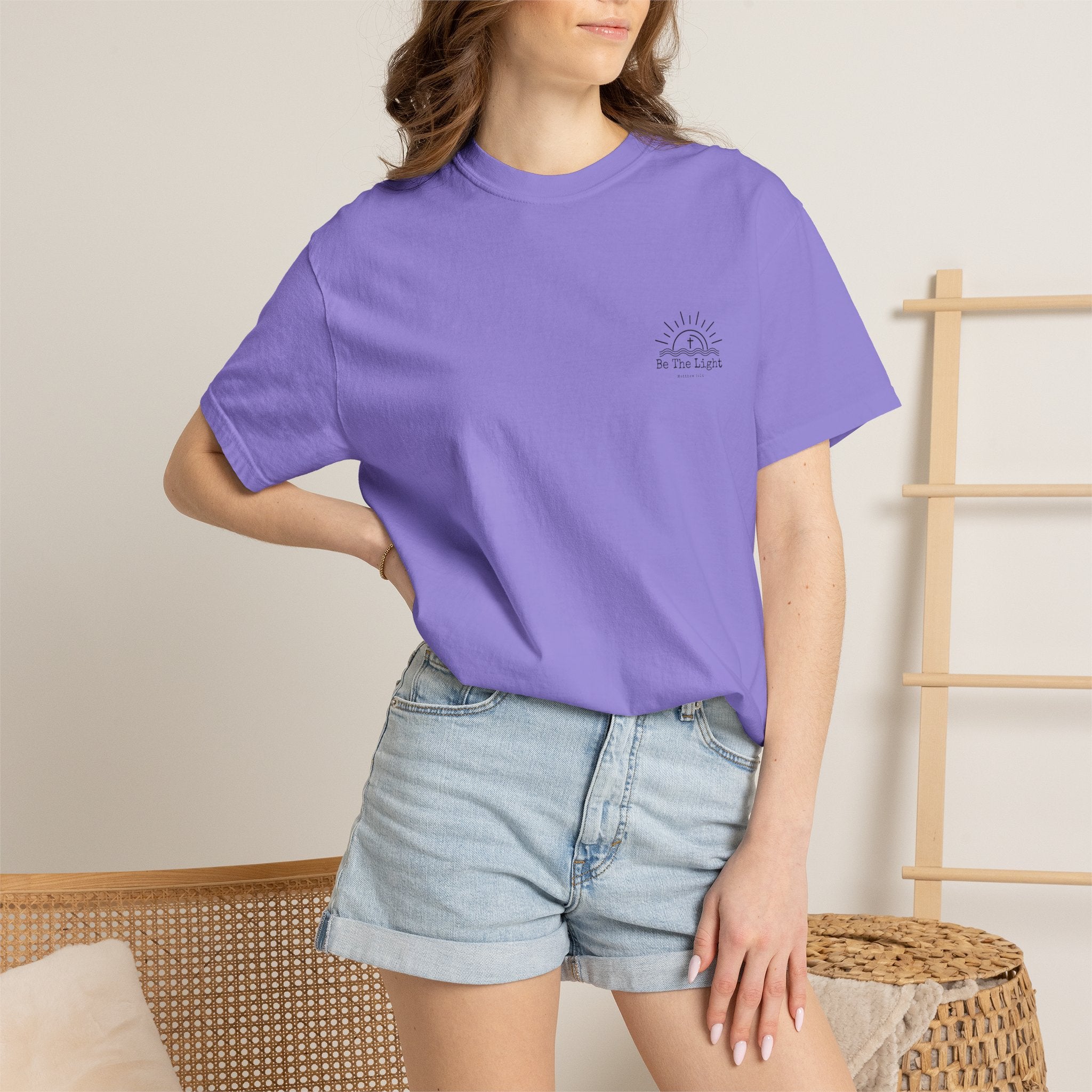 Be The Light sun and cross T-shirt | Christian faith tee, Matthew 5:14 design