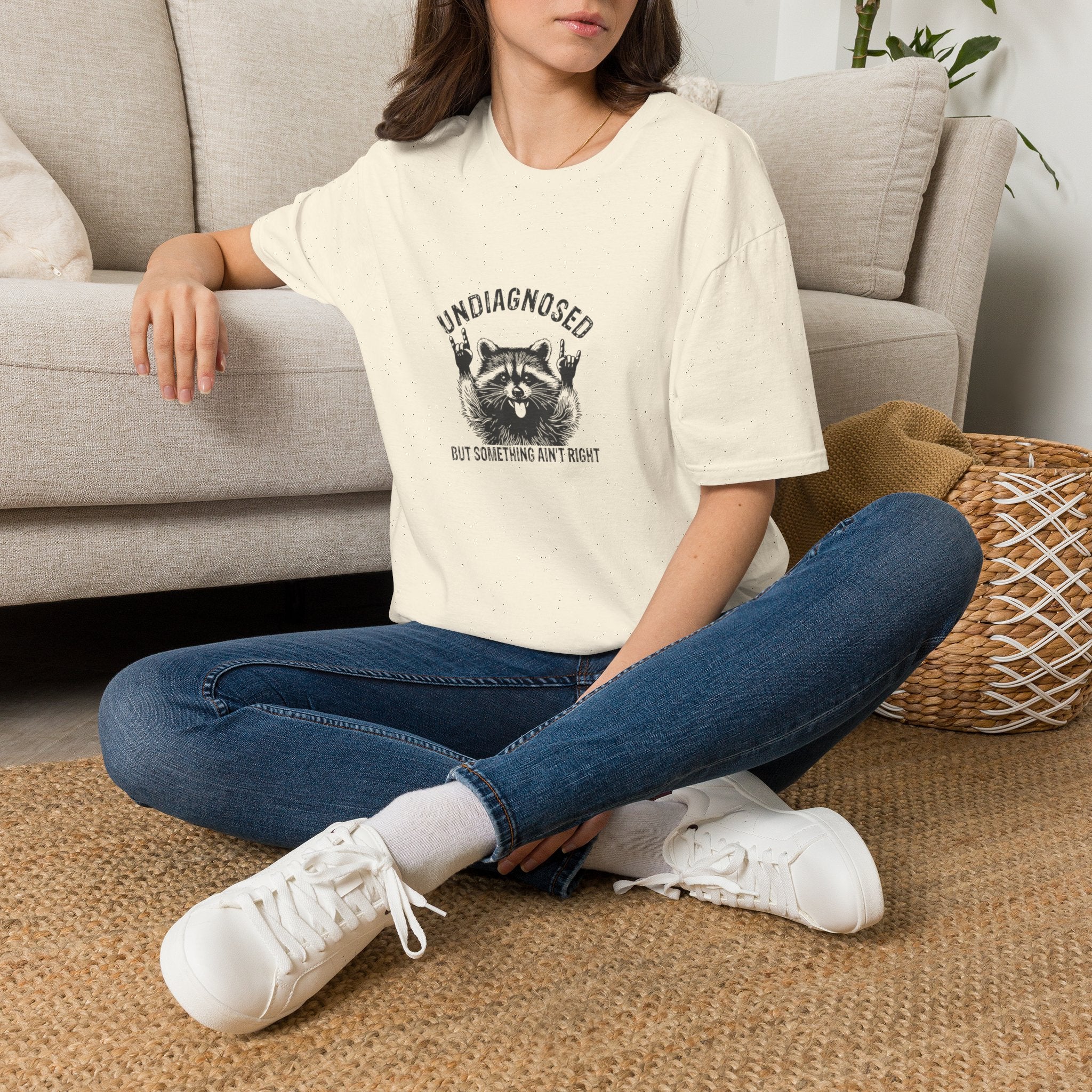 T-Shirt — 'Undiagnosed' Raccoon Graphic Tee (But Something Ain't Right)