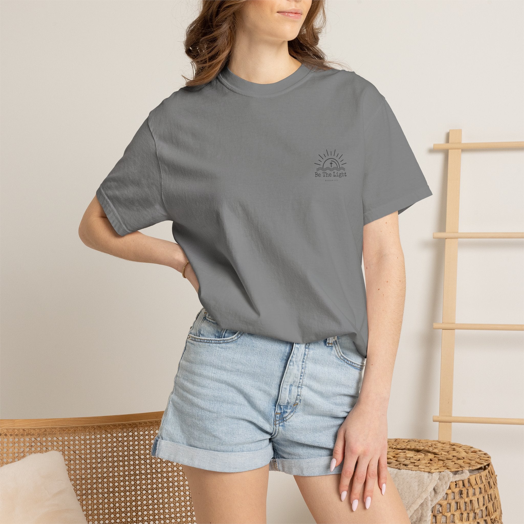 Be The Light sun and cross T-shirt | Christian faith tee, Matthew 5:14 design