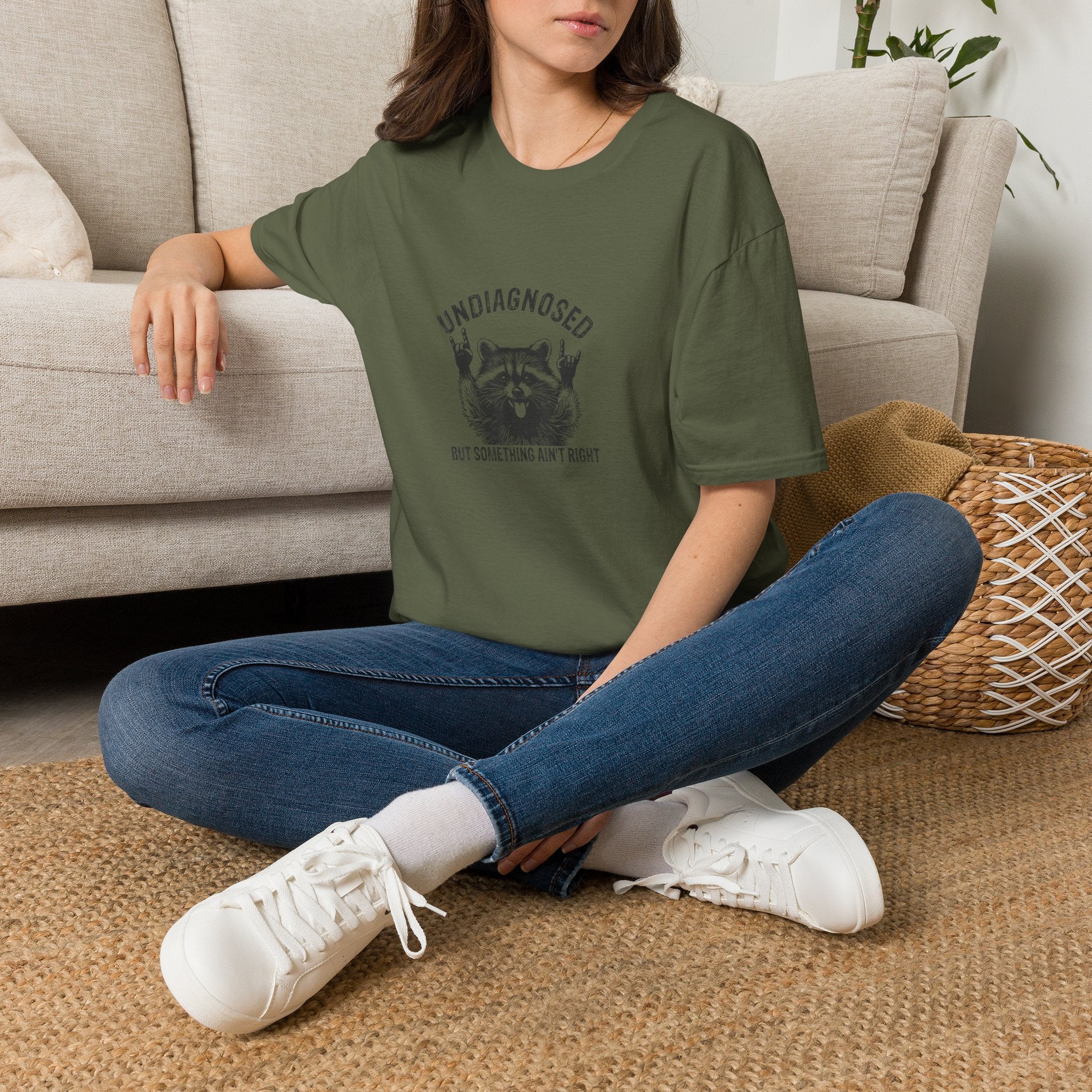 T-Shirt — 'Undiagnosed' Raccoon Graphic Tee (But Something Ain't Right)