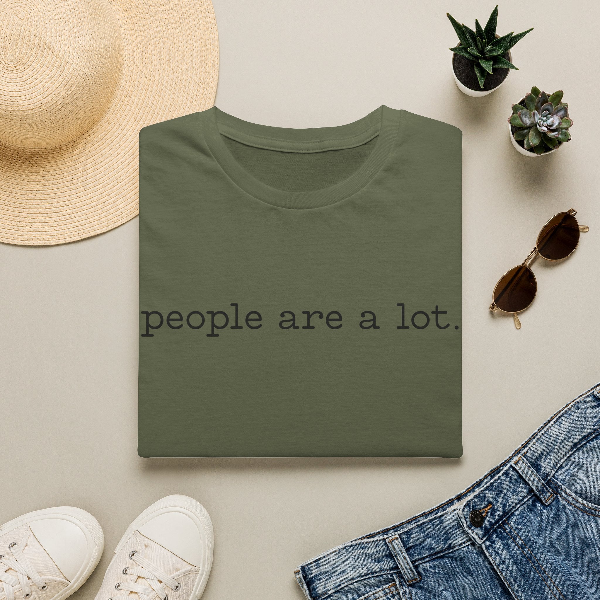 T-Shirt — “people are a lot.” Minimalist Funny Sarcastic Tee for Introverts & Socially Tired