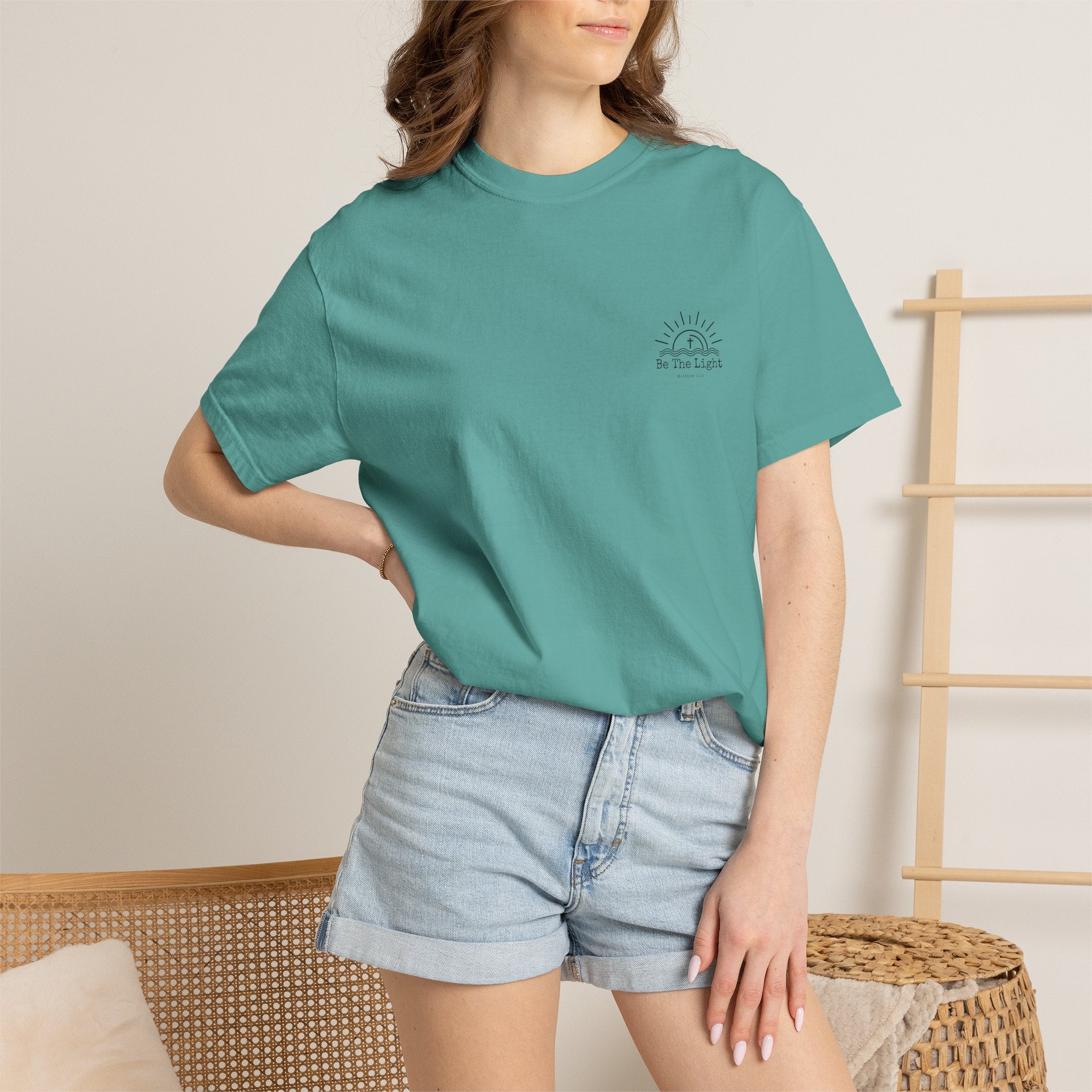 Be The Light sun and cross T-shirt | Christian faith tee, Matthew 5:14 design